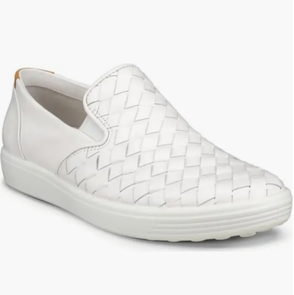ECCO White Woven Slip-On Men's Shoes